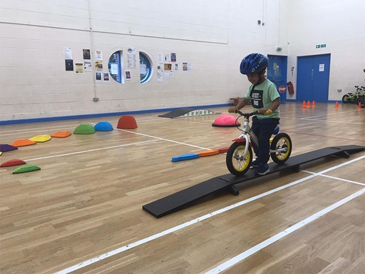 Children riding on track