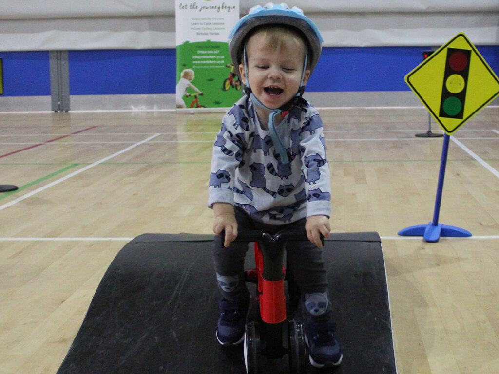 Minibiker cycling on track